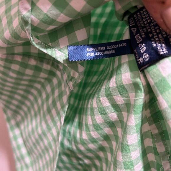 Ralph Lauren Sport Boys 6 Green White Gingham Button Up Shirt New w/o Tags! - Picture 6 of 7